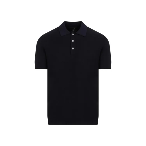 Dunhill Textured Ink Cotton Polo Blue 