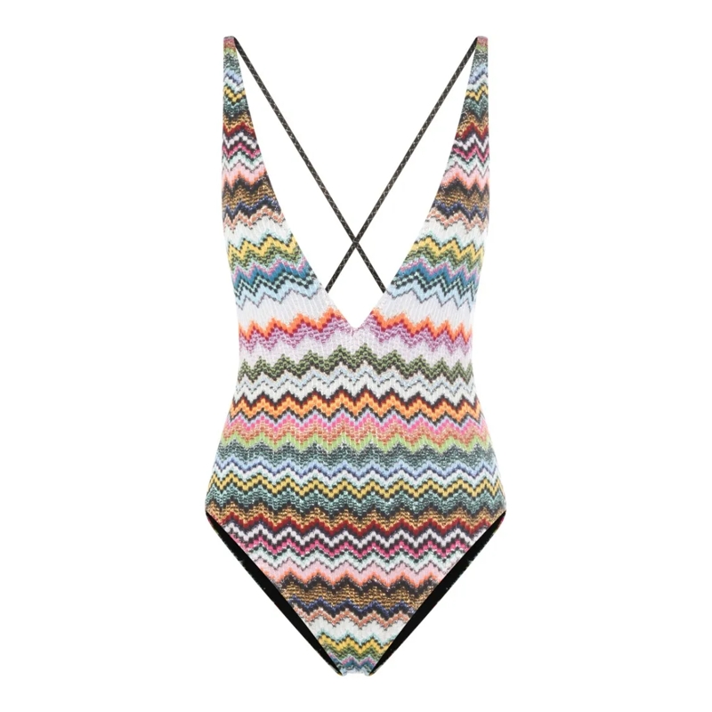 Missoni  Zigzag Pattern One-Piece Swimsuit White