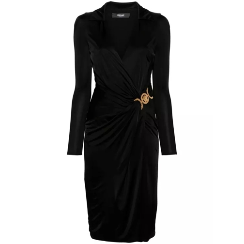 Versace Black Medusa Plaque Midi Dress Black 