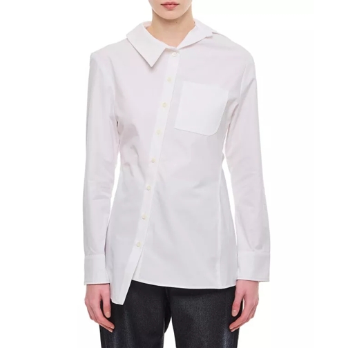 Jacquemus Asymmetric Front Buttoned Cotton Shirt White 