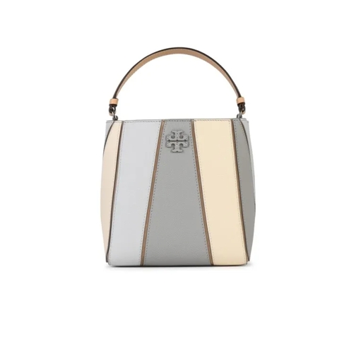 Tory Burch Mcgraw' Small Bucket Bag In Light Blue Leather Multicolor Bucket Bag