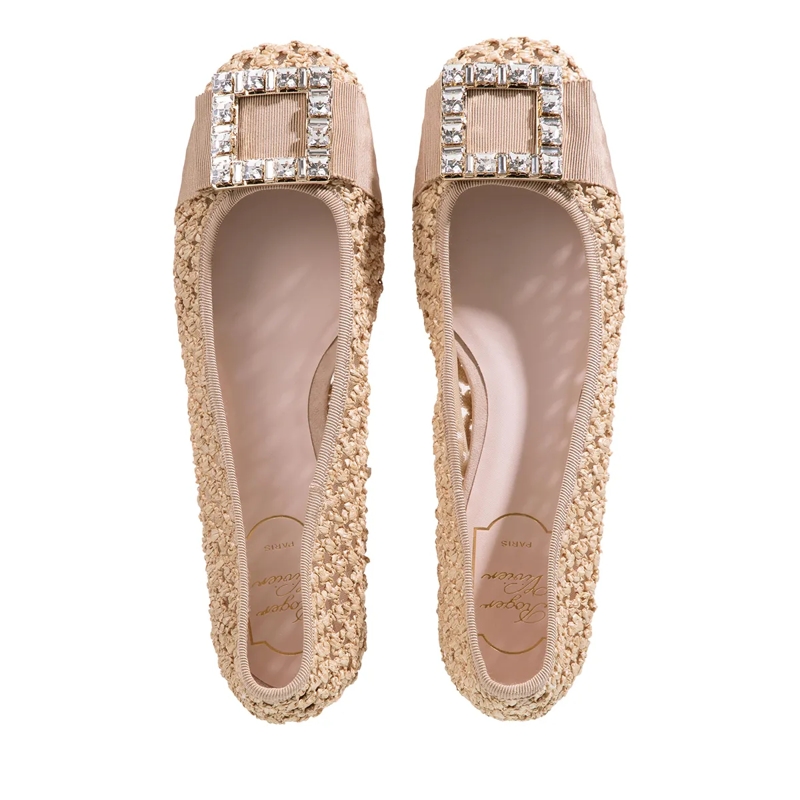 Roger Vivier Balletschoenen Très Vivier Raffia Beige(Image 6)