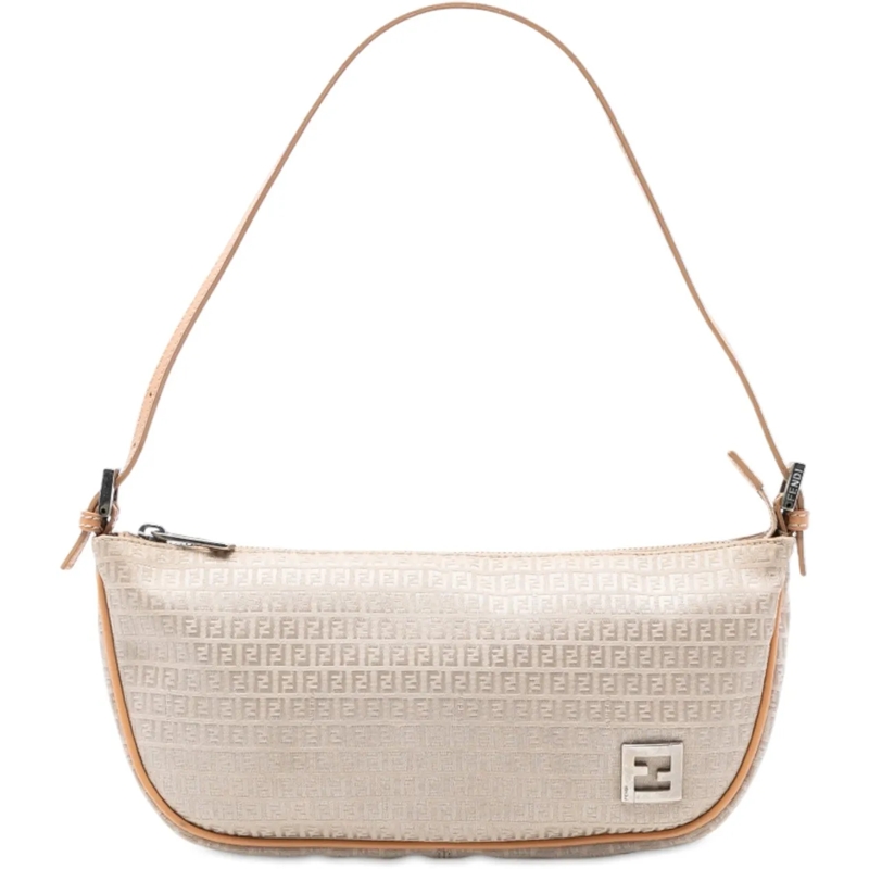 Fendi Schultertasche Micro Zucchino Canvas Shoulder Bag braun