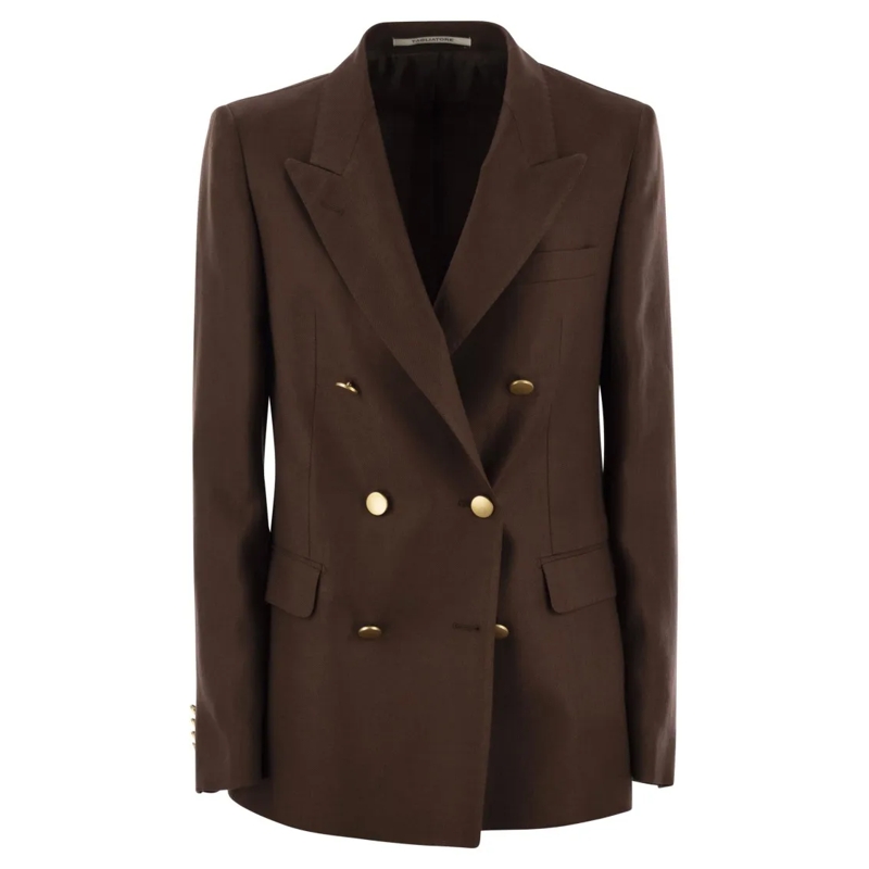 Tagliatore Blazer Paris - Linen Double-Breasted Blazer Brown