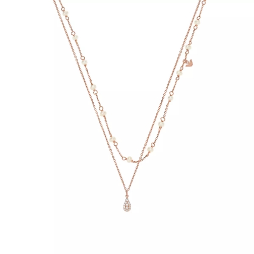 Emporio Armani Sterling Silver Double-Strand Necklace Rose Gold Short Necklace