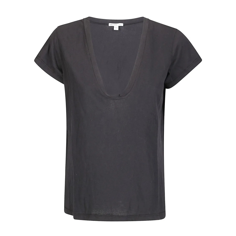 James Perse T-shirt High Gauge Jersey Deep V T-Shirt Black