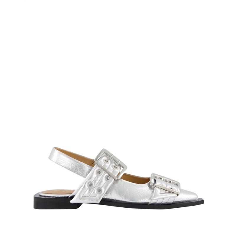 GANNI Ballerinas Dames Chunky Buckle Ballerina Zilver silber