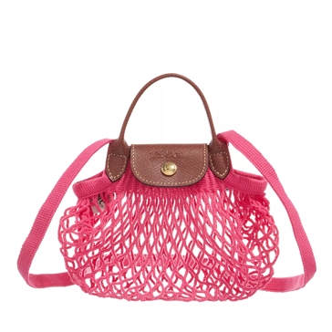 Longchamp Extra Small Le Pliage Filet Knit Crossbody Bag in Pink