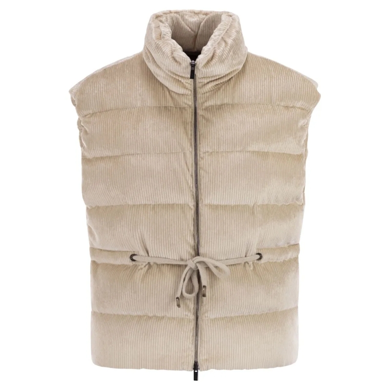 Peserico  Down And Viscose Velvet Waistcoat Neutrals