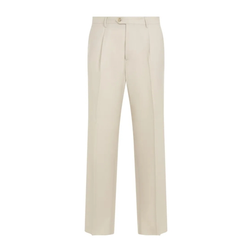 Etro  Single Pleat Ecru Wool Pants Neutrals