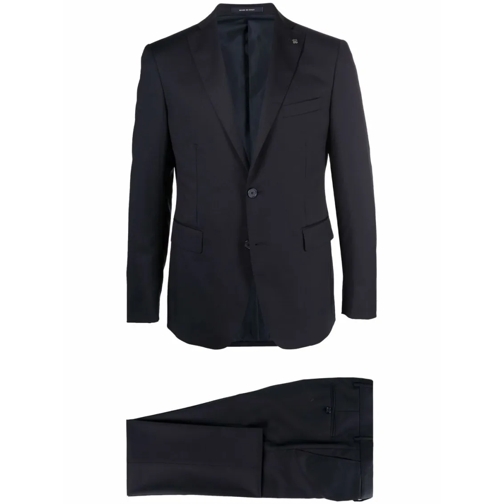 Tagliatore Anzugkombinationen Dark Blue Virgin Wool Single-Breasted Wool Suit Blue