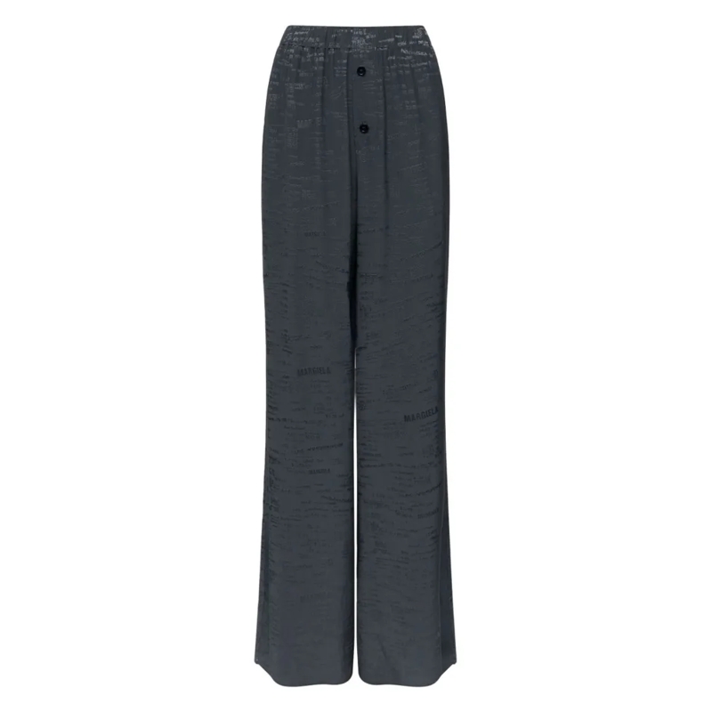 MM6 Maison Margiela  Wide-Leg Grey Trousers With Textured Finish Grey
