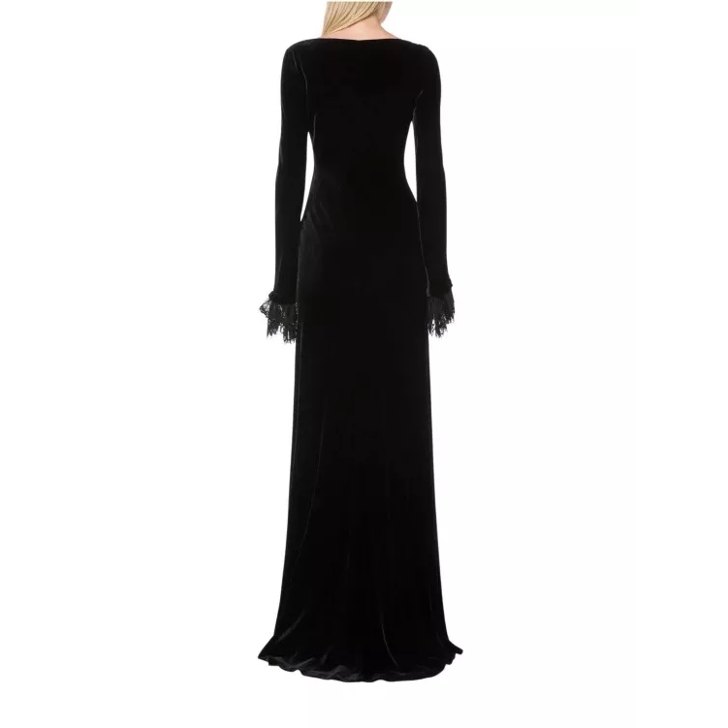 Long black on sale velvet dress