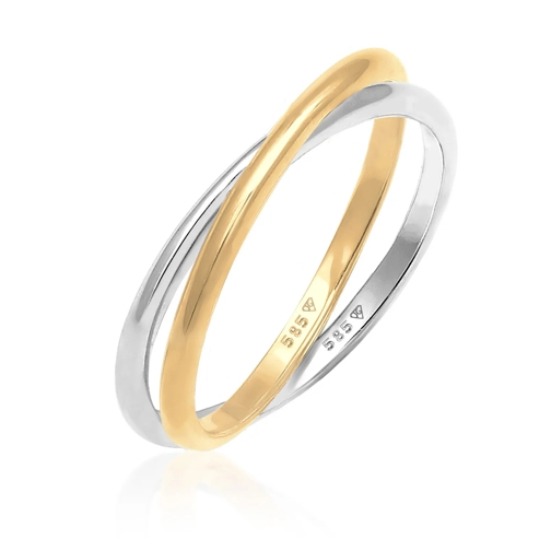 Elli Ring Ring Wickelring Bi-Color Zeitlos 585 Gelbgold Weiß gold