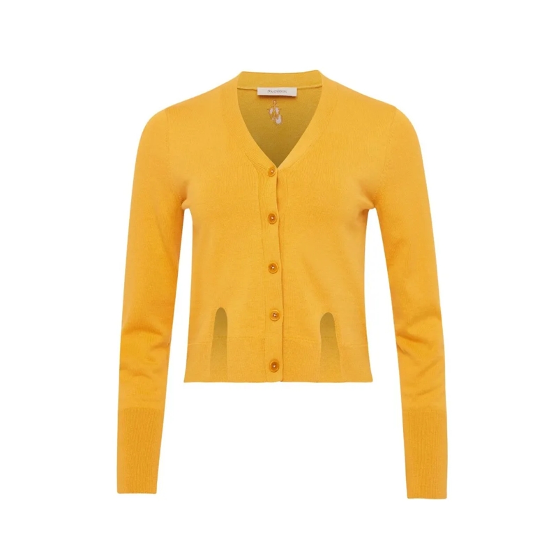 J.W.Anderson Vest V-Neck Cardigan With Slit Hem Design Yellow