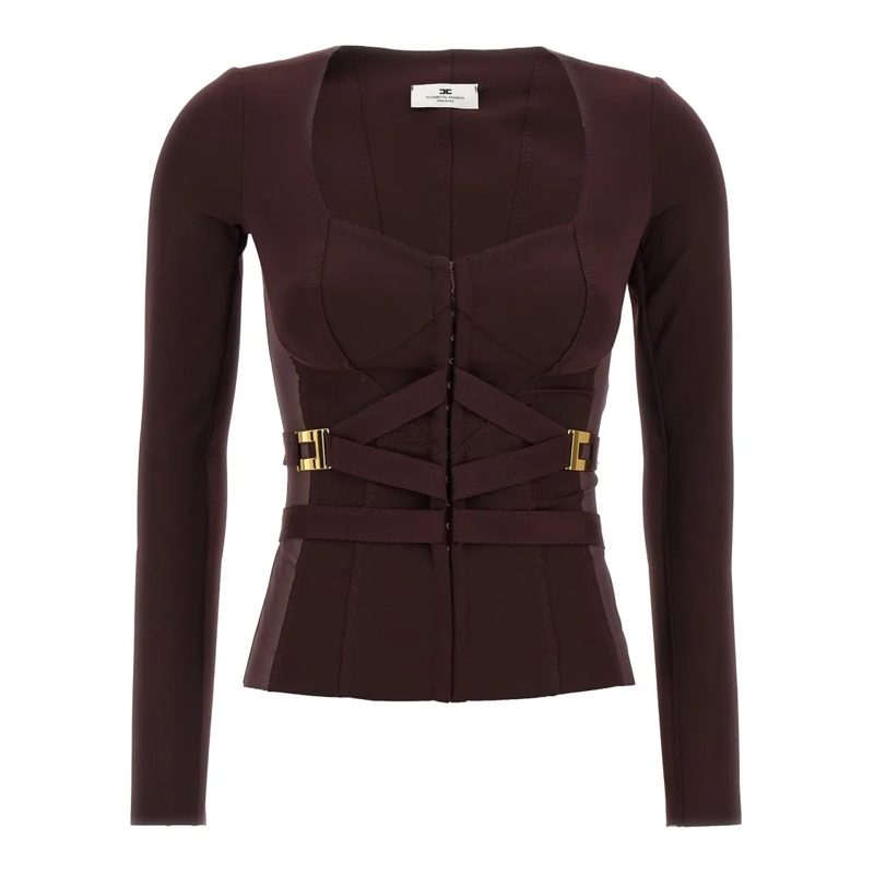 Elisabetta Franchi Blazer Bielastic Blazer With Sweetheart Neckline Burgundy
