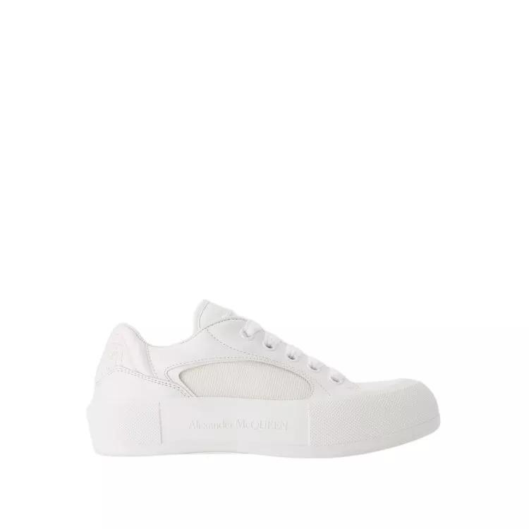 Alexander McQueen Low-Top Sneaker - Deck Sneakers  - Calfskin - White - Gr. 39 (EU) - in Weiß - für Damen