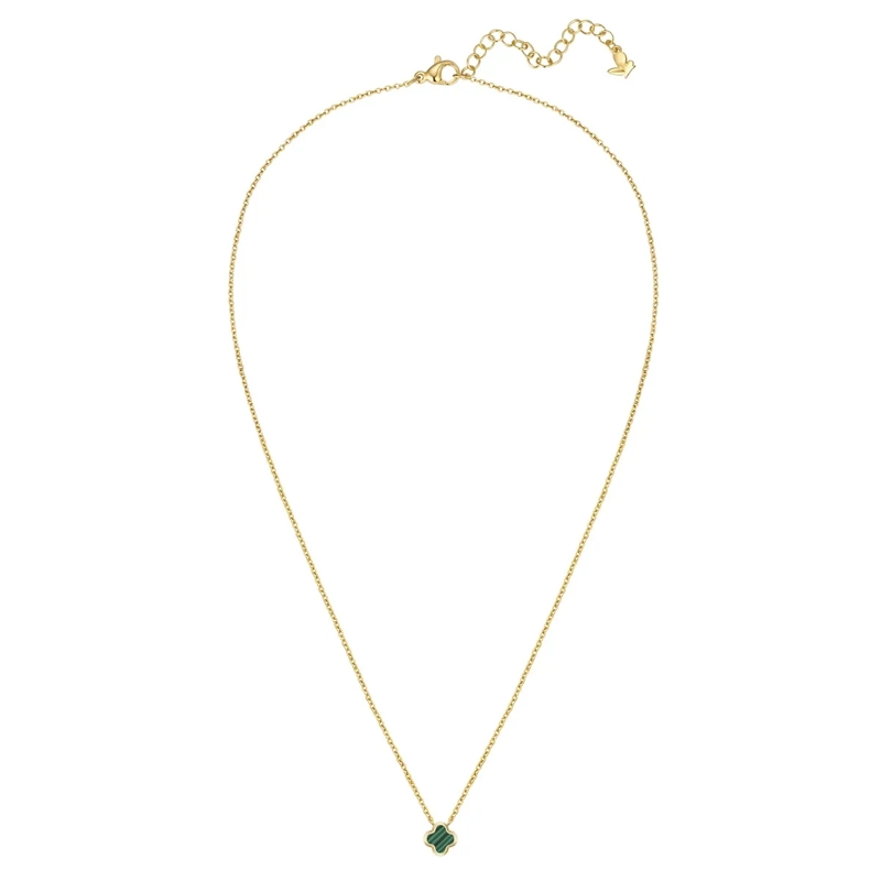 Glanzstücke München Mittellange Halskette Edelstahl Halskette Malachit (synth.) Kleeblatt gold(Image 3)