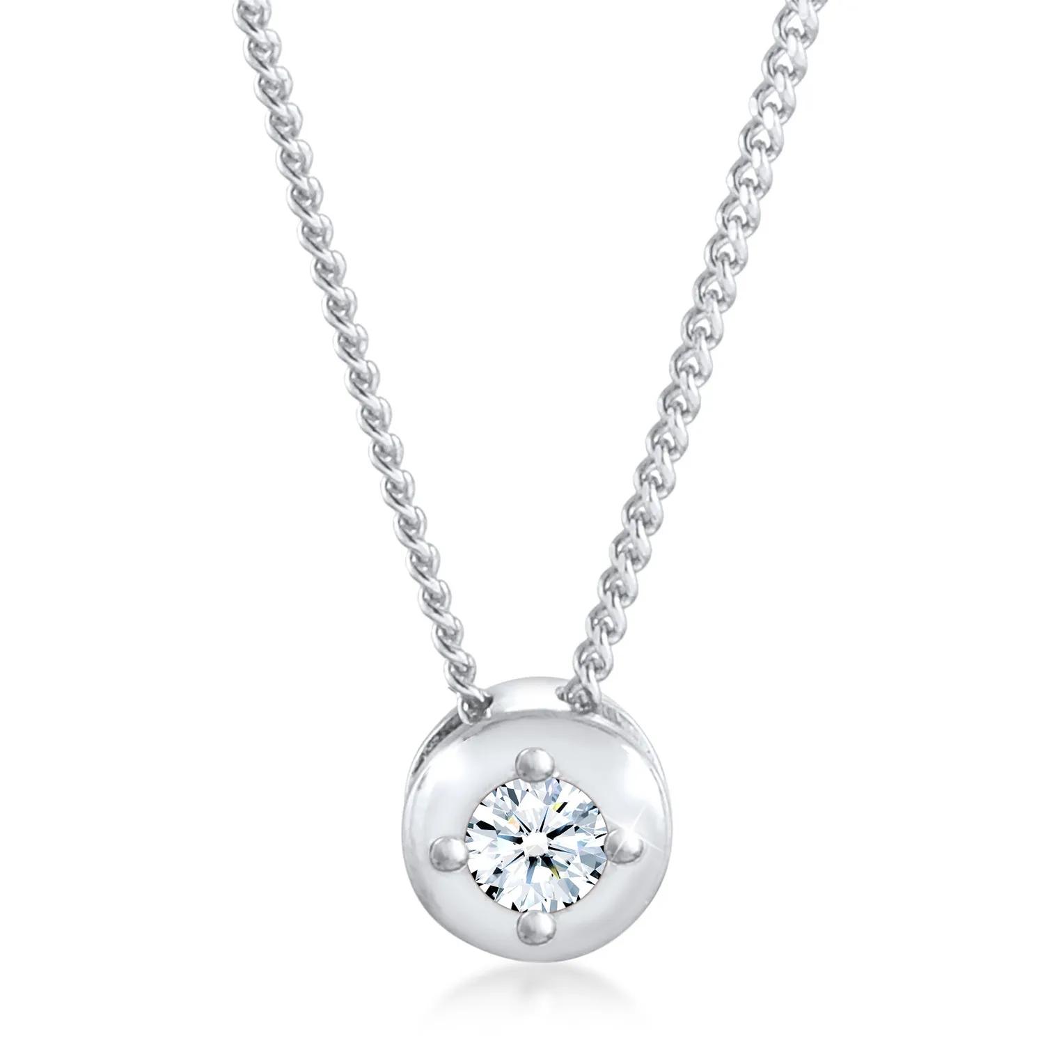 Elli Halsketten - Halskette Diamant Solitär (0.11 ct.) Klassik 925 S - Gr. unisize - in Silber - für Damen