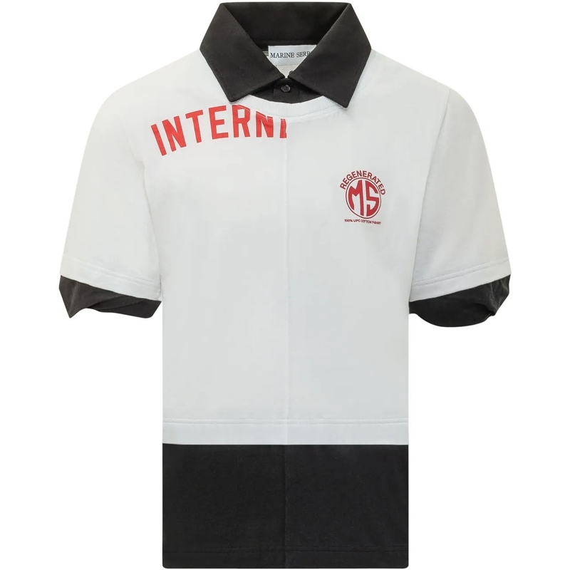 Marine Serre Polo Camicia con Stampa e Colletto weiß
