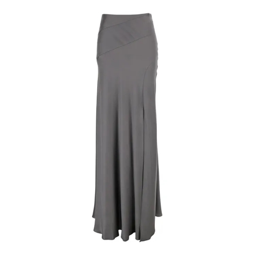 Alberta Ferretti Long Relaxed Grey Skirt In Silk Blend Grey 