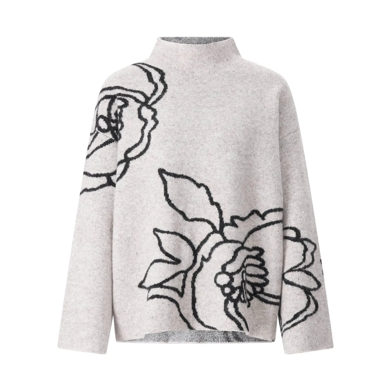 Joseph Ribkoff Trui Pullover im Blumendesign Grau