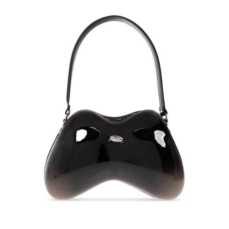 Diesel Schultertasche Sculptural Red Polyurethane Shoulder Bag Black