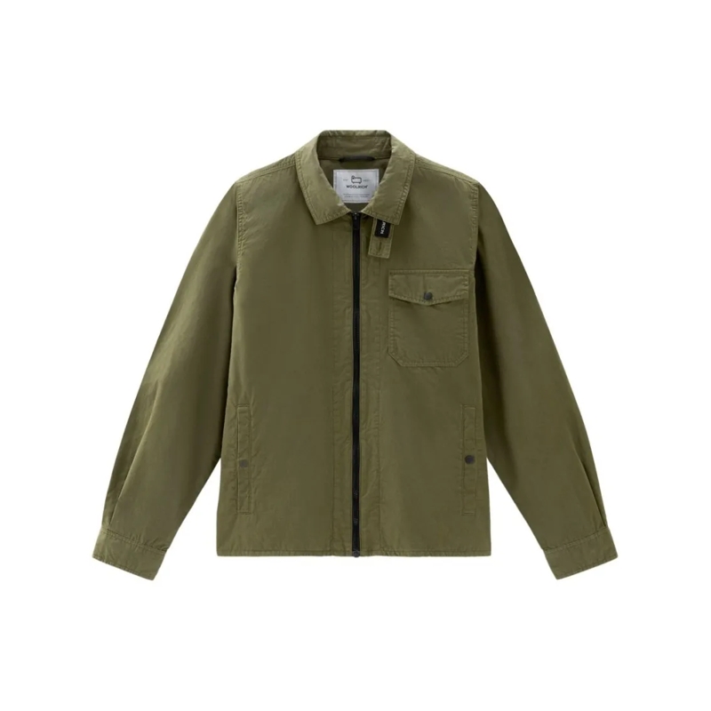 Woolrich Chemise Olive Green Cotton Gabardine Oversized Shirt Green