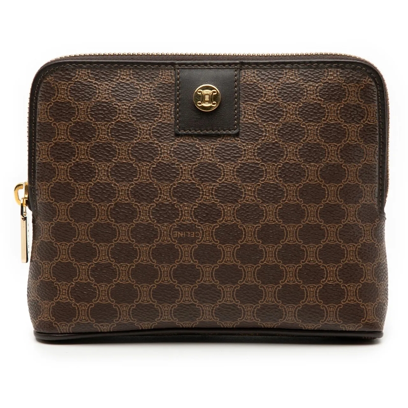 Celine Necessaire Macadam Coated Canvas Pouch braun