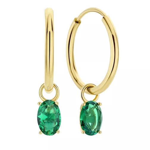 Isabel Bernard Baguette Olivia 14 karat hoop earrings Gold, Green Band