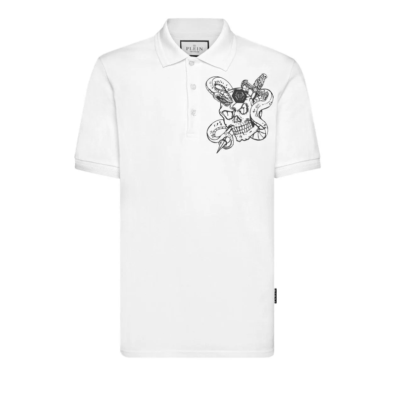 Philipp Plein Poloshirt Poloshirt Snake weiss