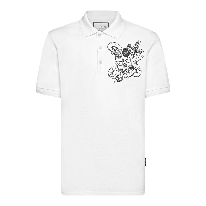 Philipp Plein Top Poloshirt Snake weiss
