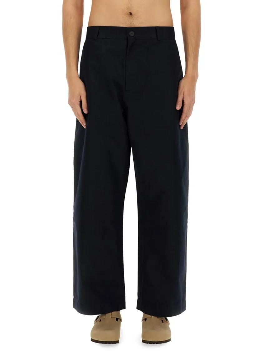 Thumbnail - Studio Nicholson - Relaxed Fit Wide Leg Slim Curved Pants - Größe M - schwarz