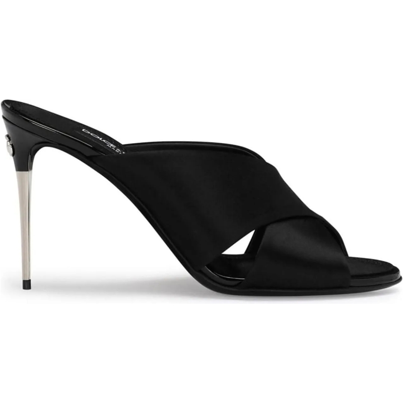 Dolce&Gabbana Claquettes Keira Satin Sandals schwarz