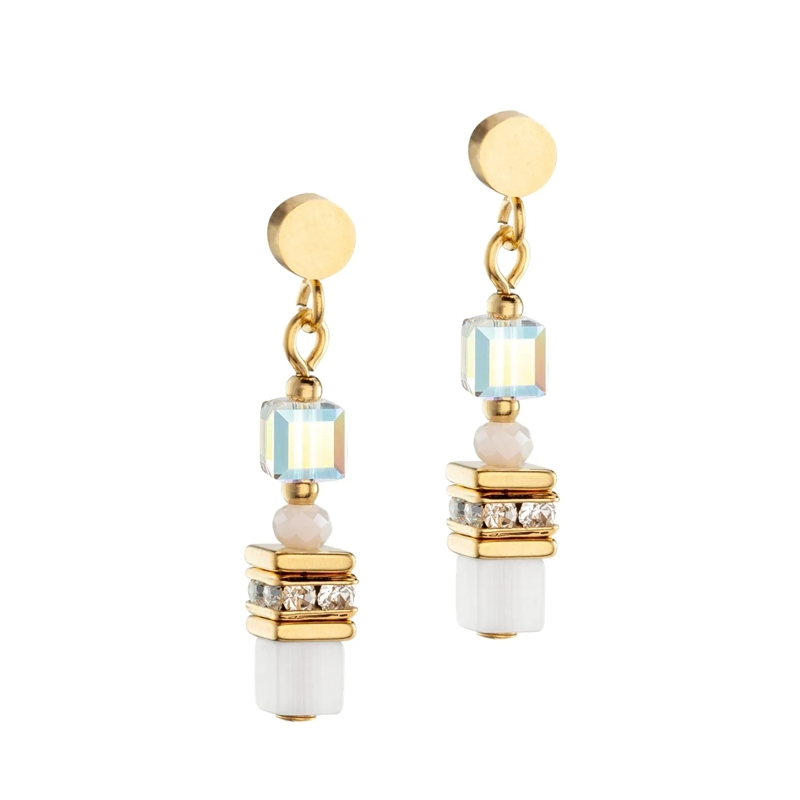 COEUR DE LION Ohrstecker Ohrringe Mini Cubes weiss