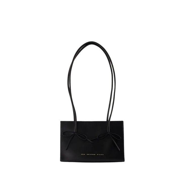 Chylak Shopper Bag With Bows Leather Black Black Tote