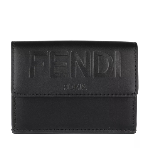 Fendi Logo Wallet Leather Black Portemonnaie mit Überschlag