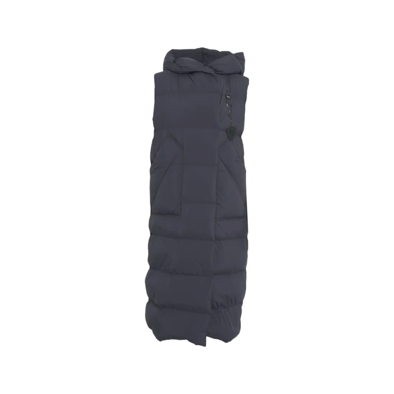 Blauer  Quilted Down Gilet With Hood And Full-Length Zippe Grey