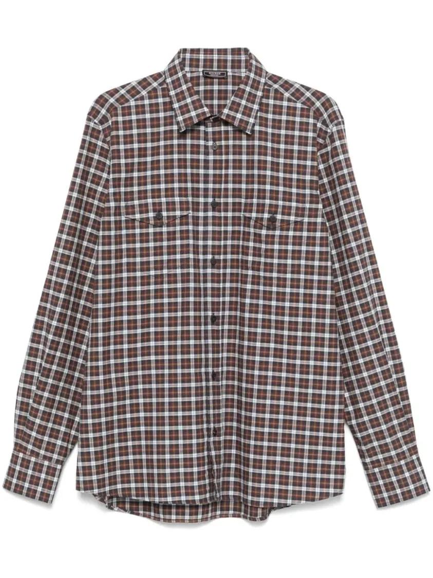 Thumbnail - Peserico - Brown Checked Shirt - Größe 52 - braun