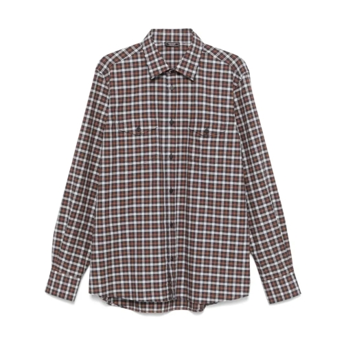 Peserico Shirts Brown Checked Shirt Brown