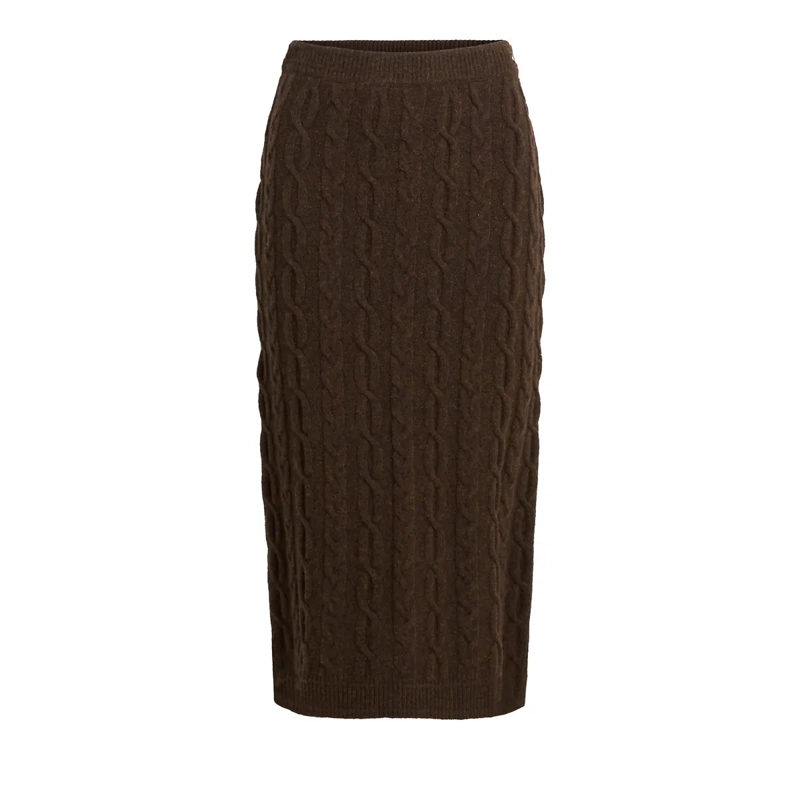 Karl Lagerfeld Minirock Strickrock mit Zopfmuster braun