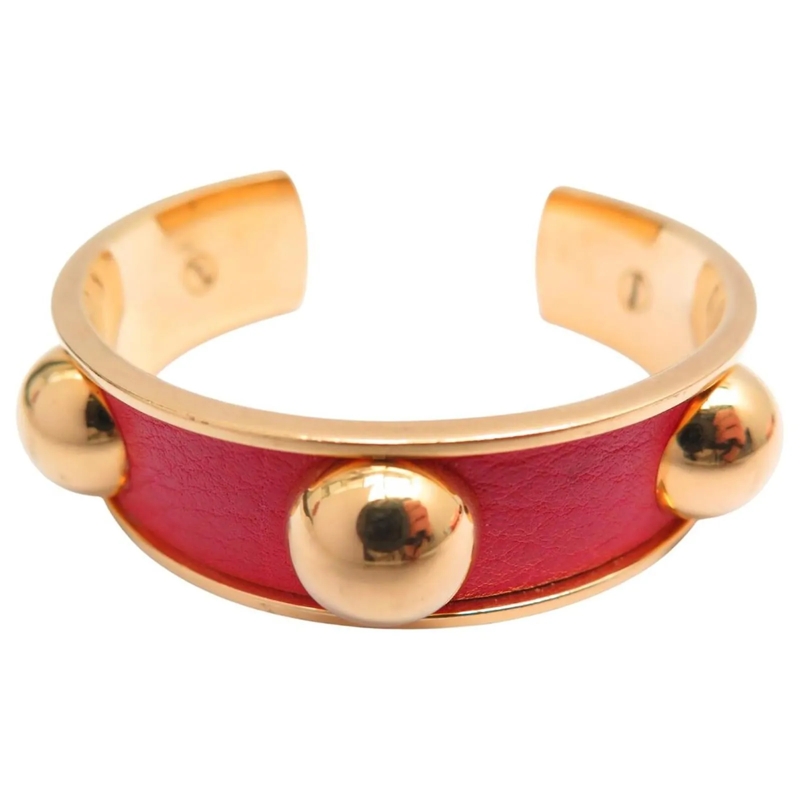 Hermès Armband HERMES ARMBAND AUS ROTEM LEDER UND GOLDENEM METALL gold