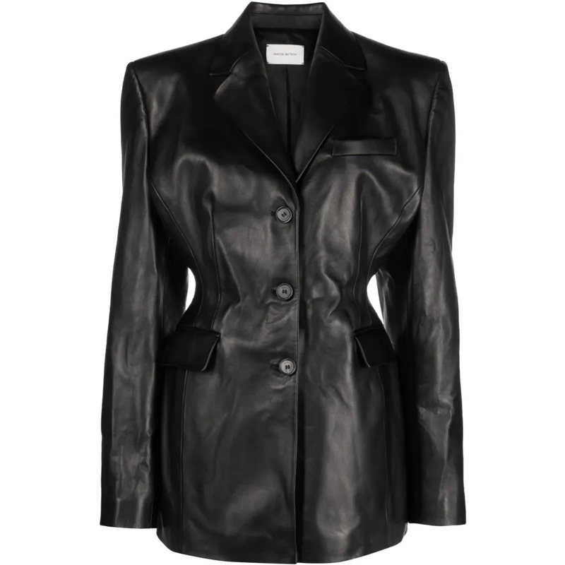 Magda Butrym Veste de transition Leather 01 Blazer Black schwarz