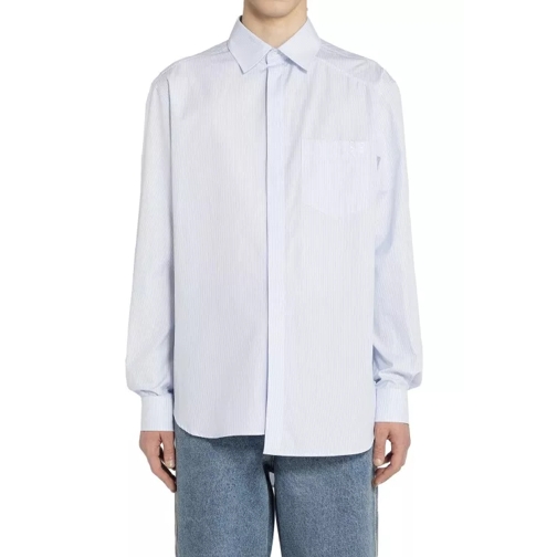 Loewe Asymmetric Stripe Shirt In Cotton Blue 