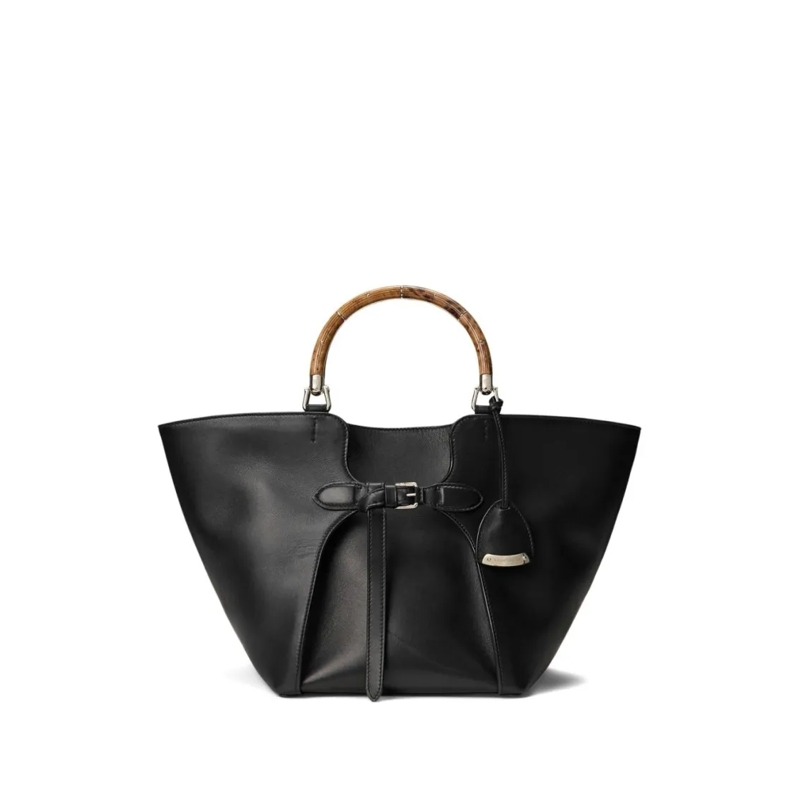Polo Ralph Lauren Sac à bandoulière Structured Black Leather Handbag With Removable Cl Black