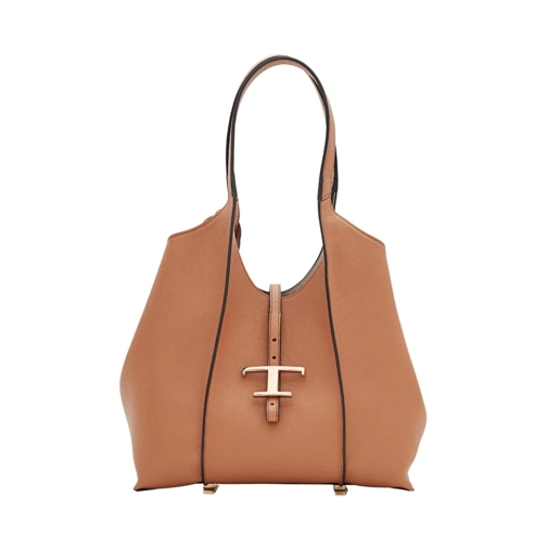 Tod's Tote Small T Leather Shopping Bag Brown