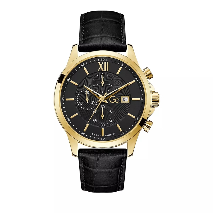 GC Watch Executive Black Yellow Gold Chronograph