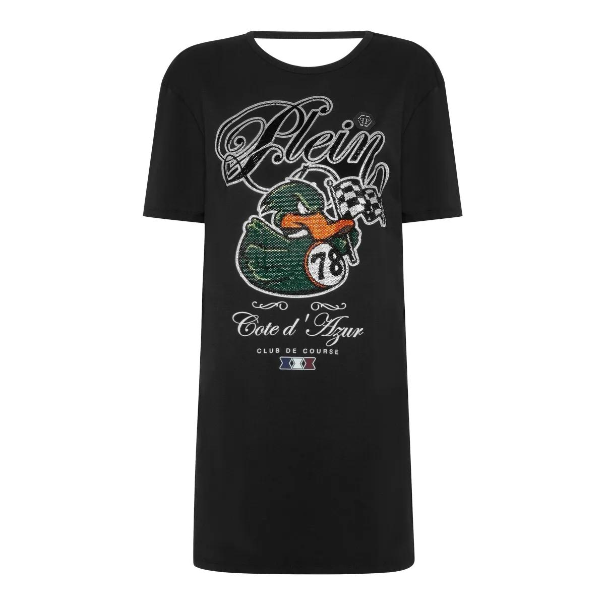 Thumbnail - Philipp Plein - T-Shirt Short Dresses Duck Strass - Größe L - schwarz