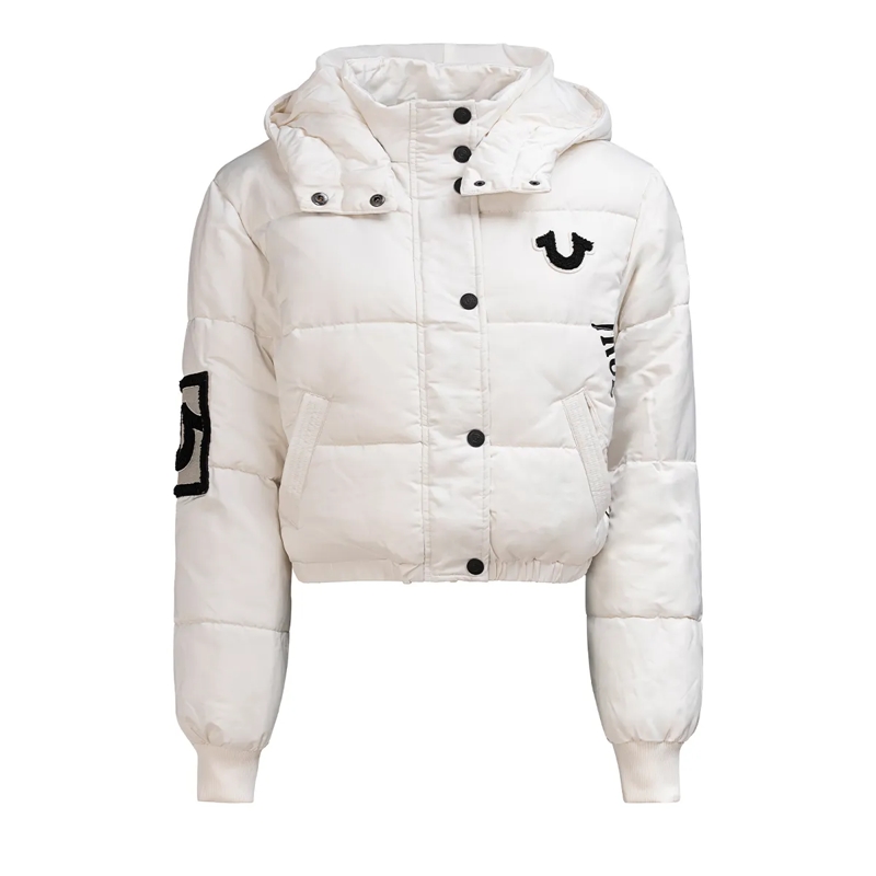 True Religion Daunenjacke Cropped-Puffer-Jacke winterweiß