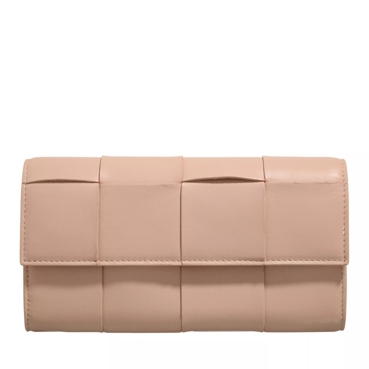Bottega Veneta Cassette Continental Wallet Pink Flap Wallet